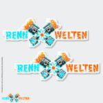 RennWelten "Helmet-Sticker" set of 2 colored/white 12 * 4 cm