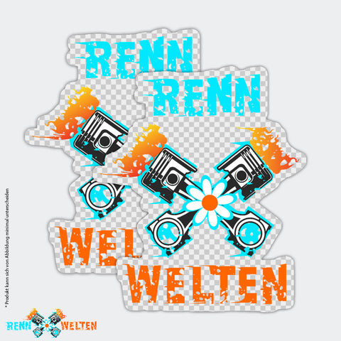 RennWelten Sticker 2er-Set bunt/transparent 8 * 10 cm