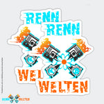 RennWelten sticker set of 2 colored/white 8 * 10 cm