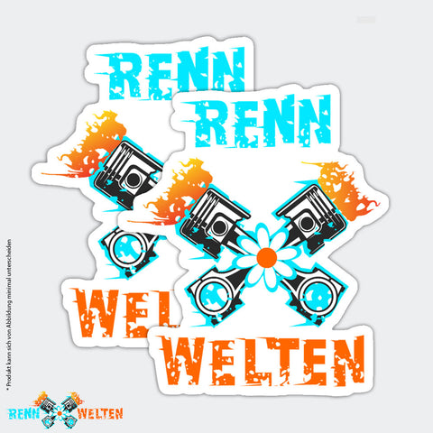 RennWelten sticker set of 2 colored/white 8 * 10 cm