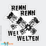 RennWelten sticker set of 2 black/white 8 * 10 cm